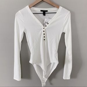 NWT white ribber long sleeve bodysuit